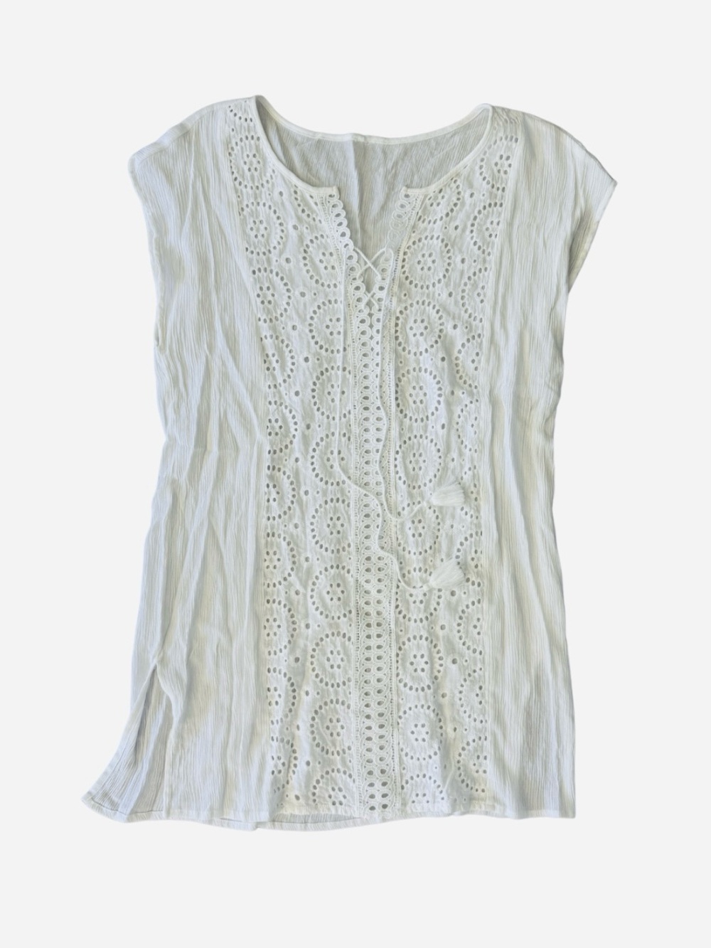 White Eyelet Lace Front Coverup